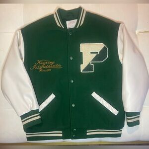 Zara kids Green and White Varsity Jacket boys size 9